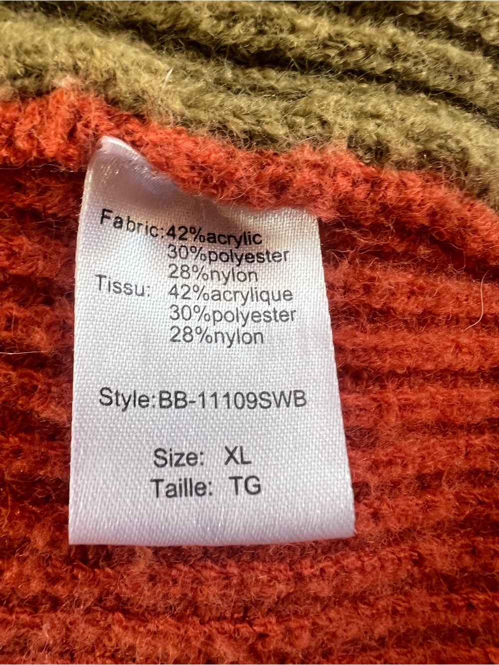 Long Open-Front Olive & Mustard Colorblock Cardigan - Picture 7 of 7